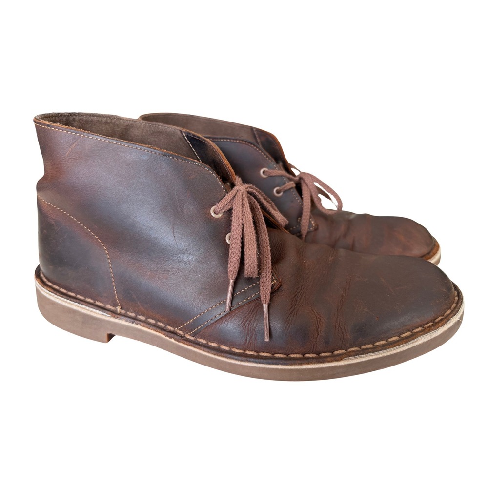 Clarks Bushacre 2 Mens Brown Leather Chukka Desert Boots 9.5 Medium